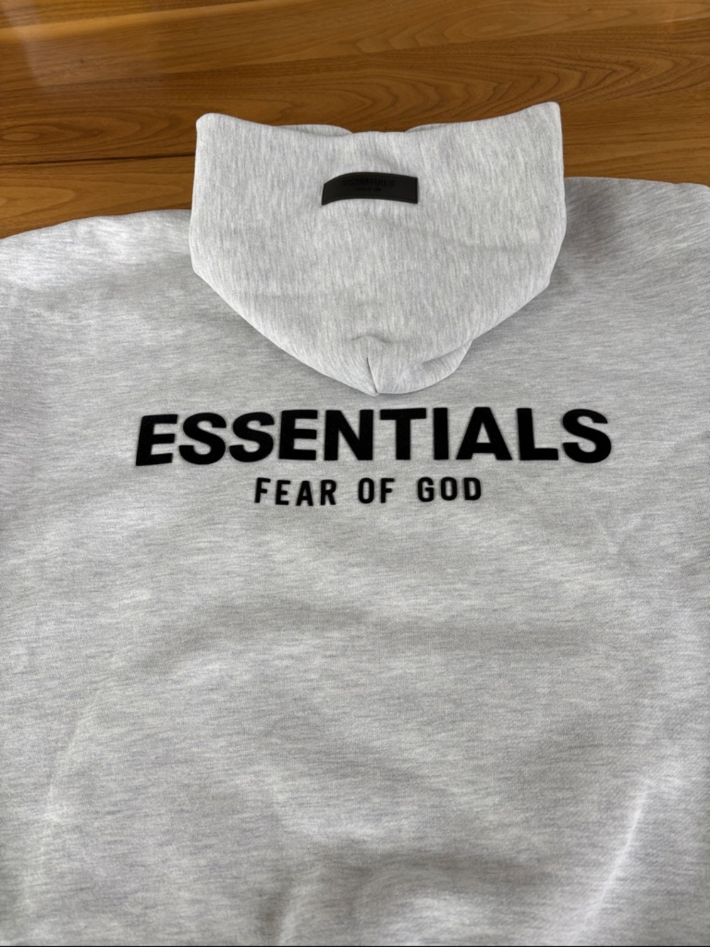 Fear of God Essentials Hoodie - Light Heather Gray with Black Logo